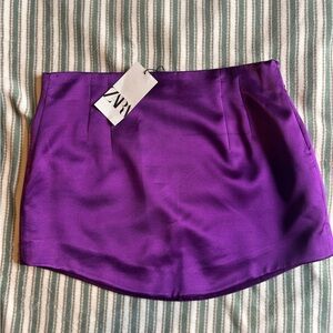 Zara Purple Satin Mini Skirt